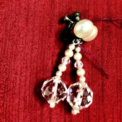 Earrings with crystal bead and imitation pearl, 1930s