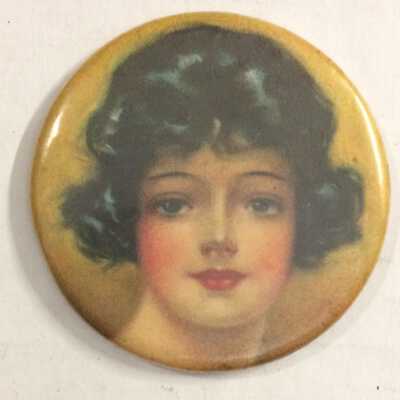 Lady's pocket mirror with portrait of a woman in celluloid, c. 1920s
