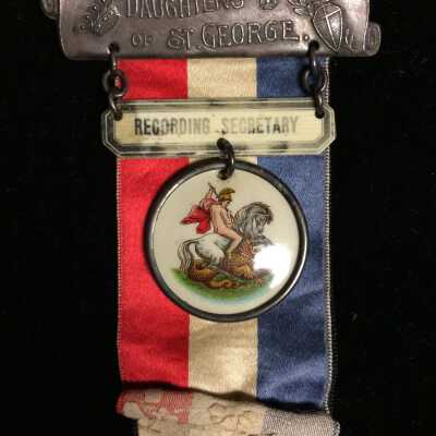 Recording Secretary Badge, Daughters of St. George, Golden Poppy Lodge, 1922-1976