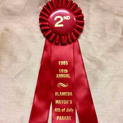 Second place ribbon in 1985 annual Mayor's 4th of July parade