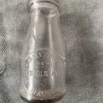 Pint size Golden Eagle Swiss Dairy Cream Bottle, early 1900s