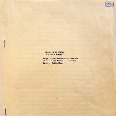 Copy transcript from interview with Grace Jones Morgan, author, 1941