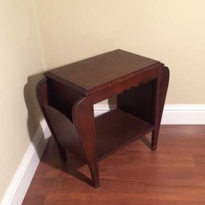 Pseudo-art deco end table with magazine holders, c. 1930s