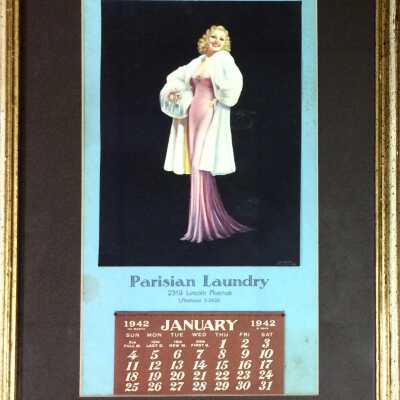 Calendar advertising the Parisian Laundry, 1942