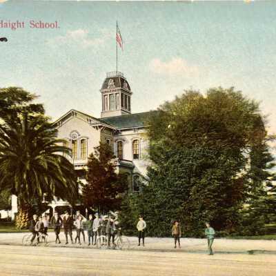 Postcard of main facade Haight School, Santa Clara near Chestnut, c. early 1900s