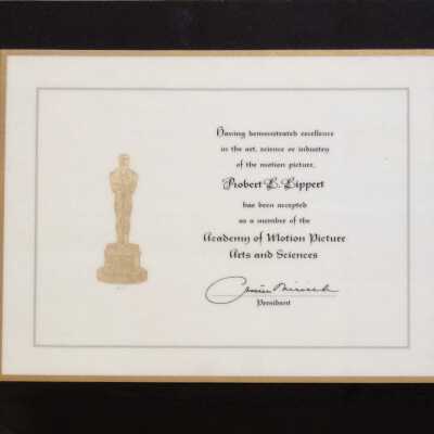 Plaque Robert L lippert accepted in Academy of Motion Picture Arts and Sciences