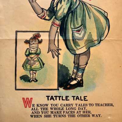 Valentine with girl and caption 'Tattletale', c. 1920s