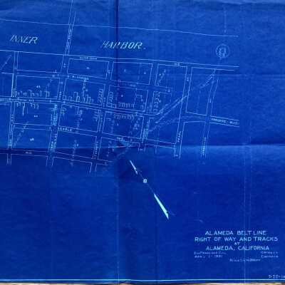 Map / blueprint of the Alameda Belt Line, 1931