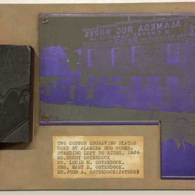 Alameda Rug Works engraving plates, Ca. 1930