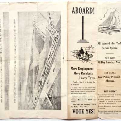 Flyer for voting for a yacht harbor near the Alameda Airport, 1929