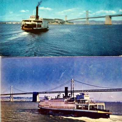 Postcards showing ferry boats crossing the Bay, c. 1940