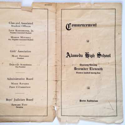 Program Commencement exercises Alameda High School, Decmeber 1924