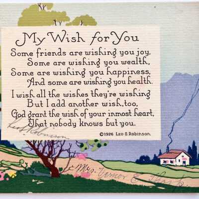 Greeting Card with poem by Leo S.Robinson, c. 1926