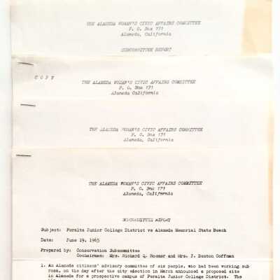 Meeting minutes 'Alameda Womens Civic Affairs Committee', 1965