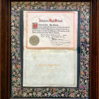 Framed Alameda High School Diploma of Ida Clinton, 1911