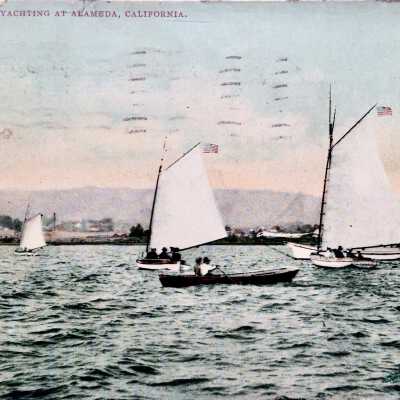 Photolithograpic post card depicting yachting, 1907