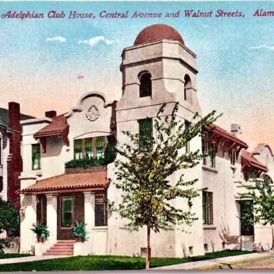 Postcard main facade Adelphian Clubhouse, c. 1920