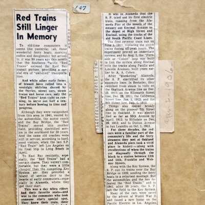 Clipping about the S. P. Electric Trains (Red Trains), prior 2001