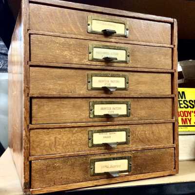 6-drawer Oak counter file cabinet, c. 1920s