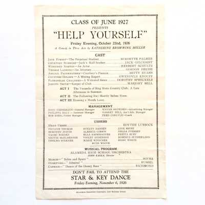 Program Play presented by Alameda High School Class of 1927, 1926