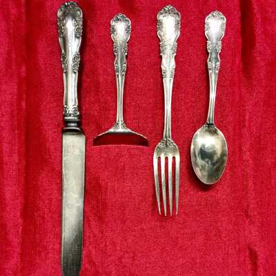 Sterling child's silverware set of Helene Ames, c. 1907