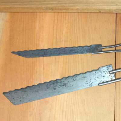 Large Bread knife and cake knife of the Meyers family, c. 1890s