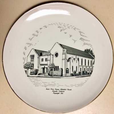 Plate commemorating founding of West End Methodist Church, c. 1970