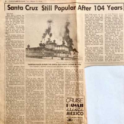 Clipping about Santa Cruz mentioning Alameda, 1974