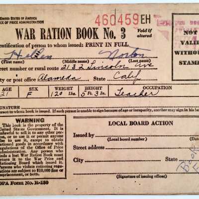 WWII Ration Book No. 3 of Helen Norton, 1941-1945