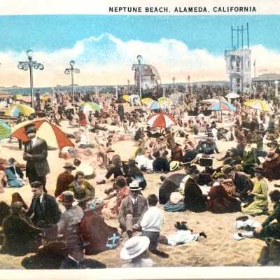 Postcard of crowds at Neptune Beach, c. 1920