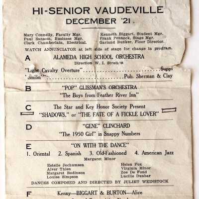Program vaudeville production Alameda High Senior Class, 1921