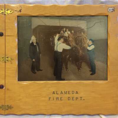 History of Alameda Fire Department, by Thomas Lane, unpublished, in wooden cover, 1956