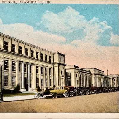 Postcard Main Facade Historic Alameda High School, Ca. 1930