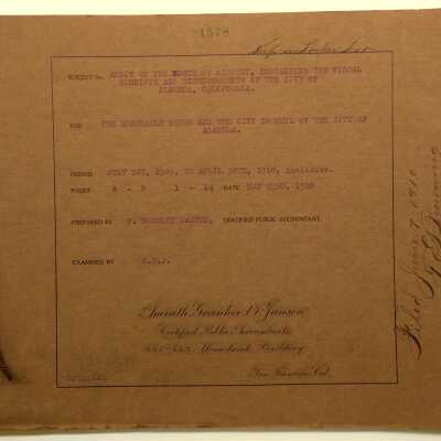 External City Departments Audit report for 1909-1910