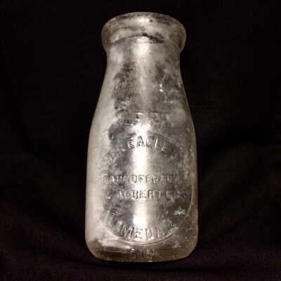 Golden Eagle Dairy half-pint cream bottle found at the Dump, c.1920s