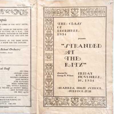Program for Alameda High School Class Play, 1934