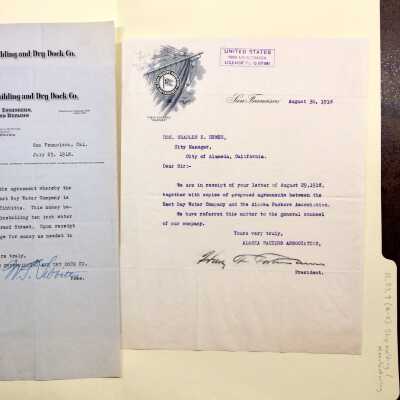 Letters regarding contracts between businesses and EBMUD, 1918