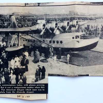 Clipping about 1935 Pan Am Clipper flight, 1948