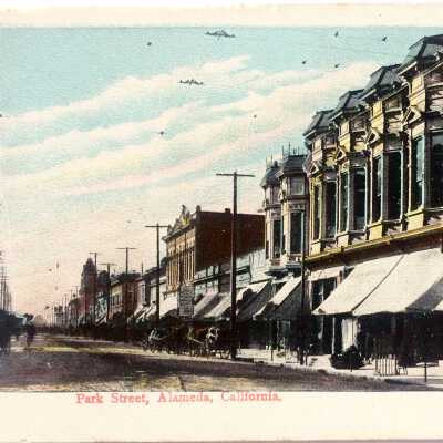 Postcard west side Park Street, between Central & Sta. Clara, early 1900s