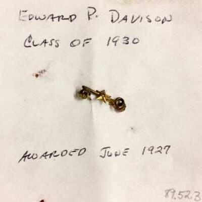 Star & Key pin for good grades, Alameda High School, 1927