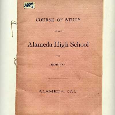 Course booklet Alameda High School with grads list from 1878, 1896-1897