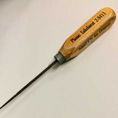 Island City Ice Company promotional ice pick, prior 1960