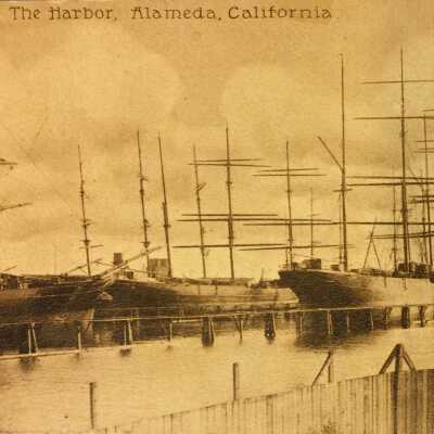 Postcard Harbor, Alameda, with Alaska Packers, 1920