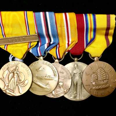 Bar pin with service medals of Ed. Wm. Fowler, 1941-1945