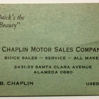 Advertising Memo Pad Chaplin Motor Sales Co., c. 1940
