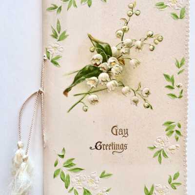 'Gay Greetings' Greeting Card with Lily-of-the-Valley, c. 1900