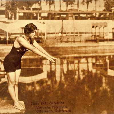 Postcard depicting Nell Schmidt, the Alameda Mermaid, c. 1912