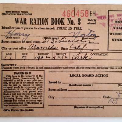 WWII Ration Book No. 3 of Harry Norton, 1941-1945