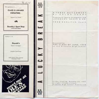 Program Play, Class of 1938, Alameda High School, 1937