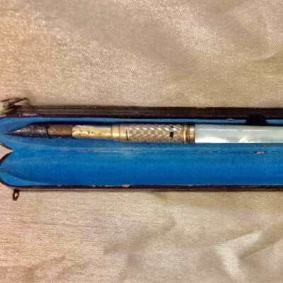 Pen and pen box of Mrs. Meyers, c. 1900